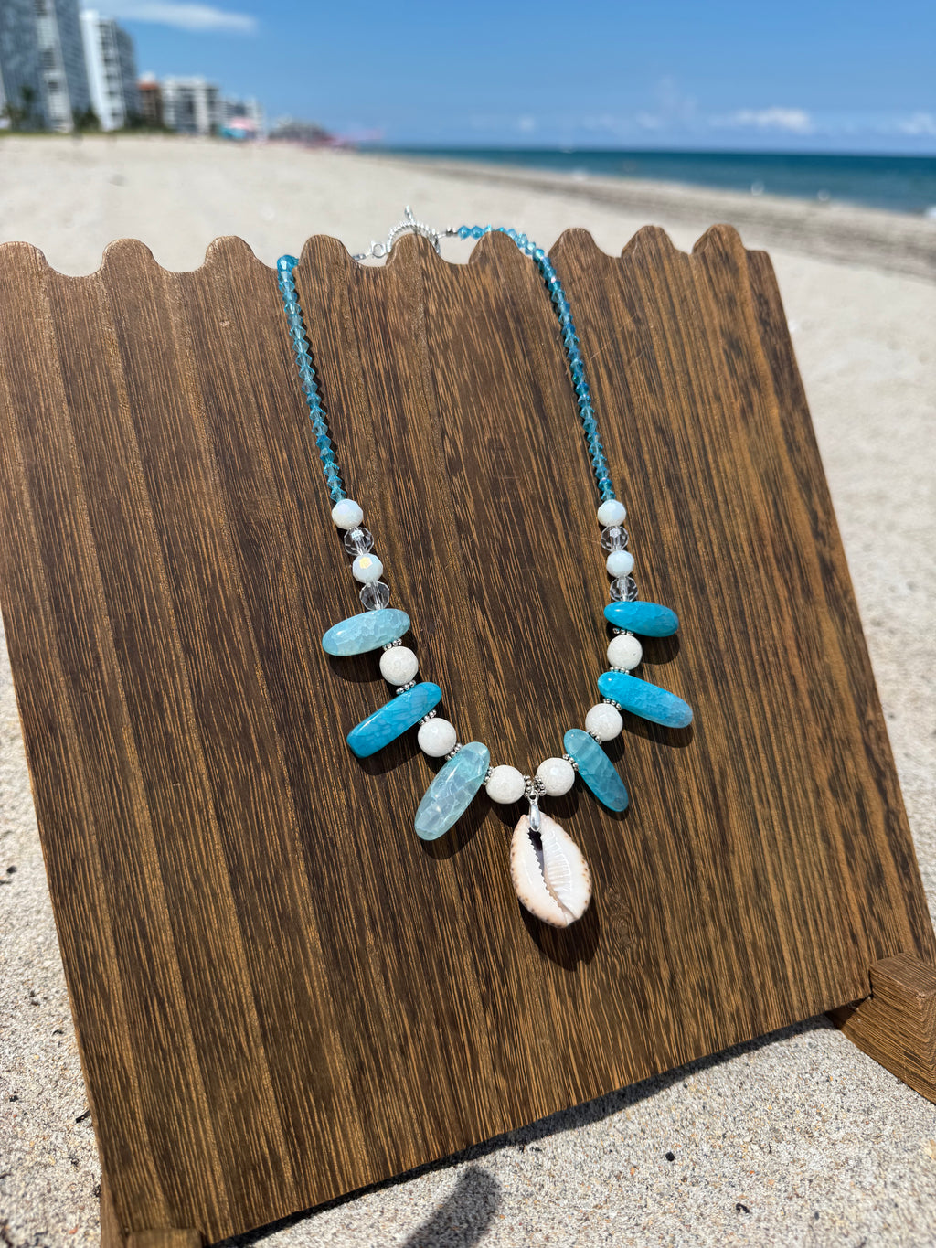 Ocean Goddess Blue Cowrie Necklace